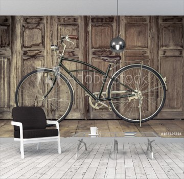 Image de Vintage bicycle on vintage wooden house vintage tone Thai style vintage wooden door not Wood stain the door made of Teak wood Tectona grandis is Auspicious Tree in Thailand